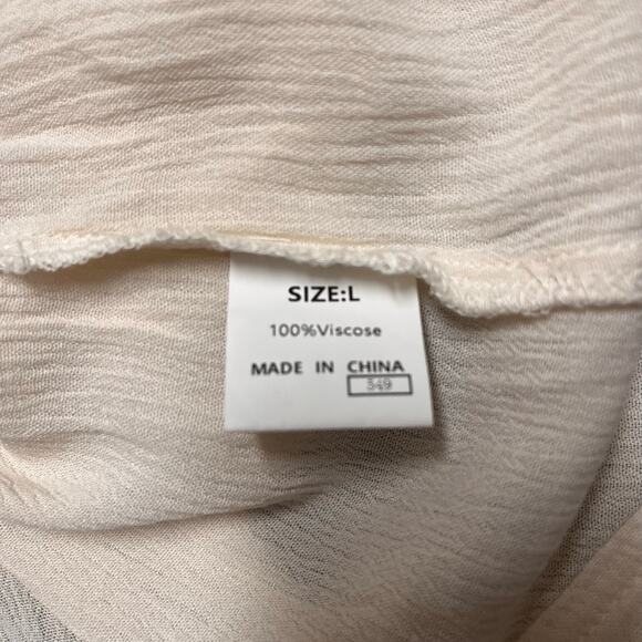 Boho Embroidered Blouse Cream Floral Peasant Sleeves Top L Cottagecore Coquette - Picture 8 of 10